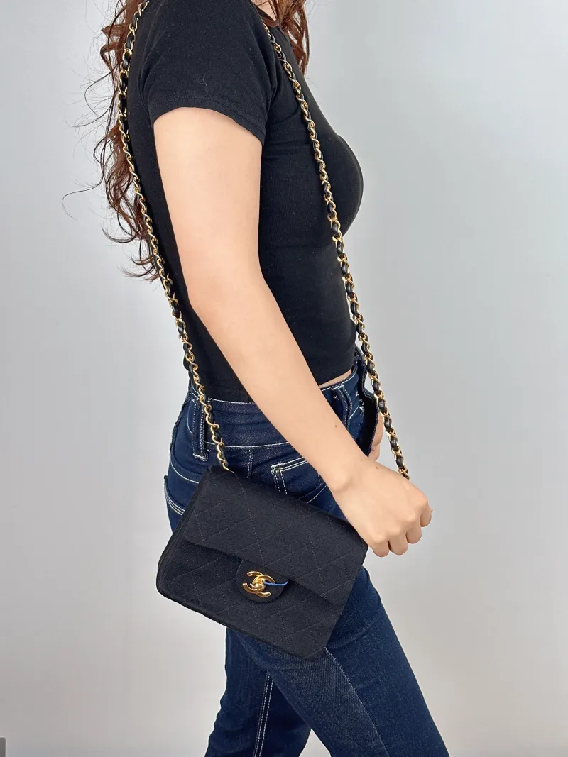 Chanel Crossbody Bag Classic Flap Mini CF Mini Black Canvas One Size 17 × 7 × 13.5 cm 0 — on-model view 2 of 2