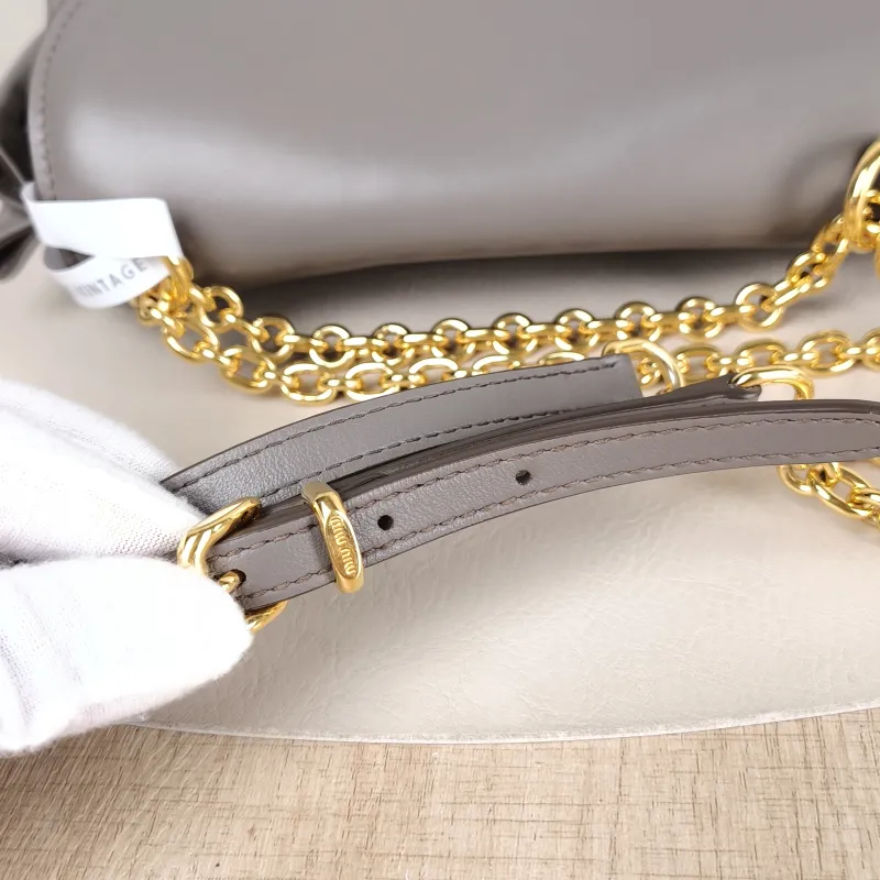 Miumiu Shoulder Bag Grey Calfskin One Size 26 × 9.5 × 14.5 cm — detail view 6 of 13