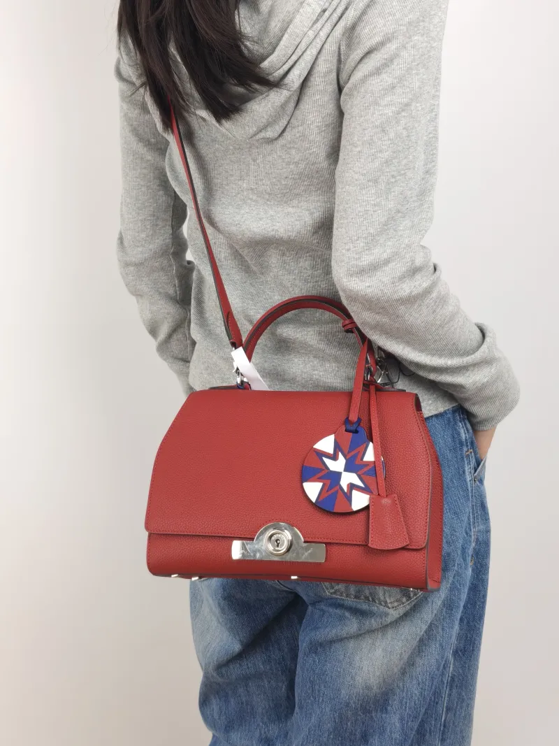 Moynat Crossbody Bag rejane Top Handle Crossbody Bag Red Calfskin Small 26 × 11 × 18 cm — on-model view 3 of 3