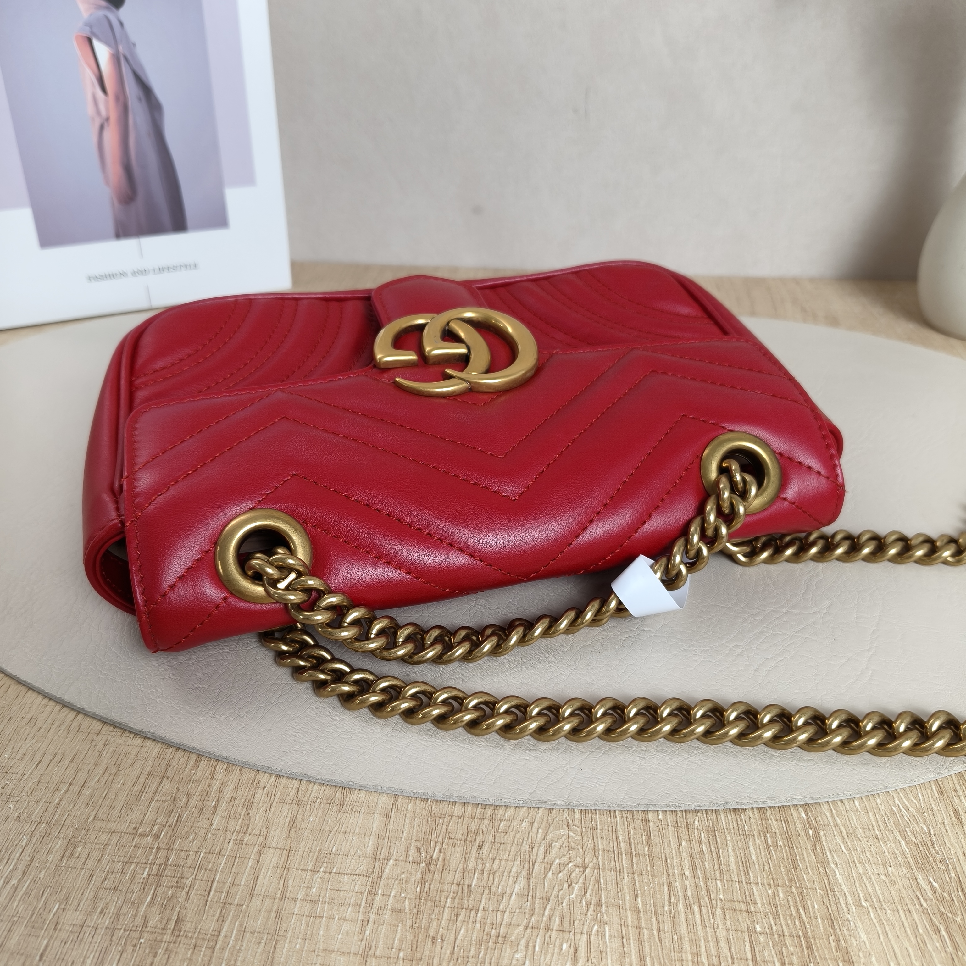 GUCCI GG Marmont Marmont22Small Red Lambskin · Dust Bag · 22 × 6 × 13 cm — cover view 10 of 12