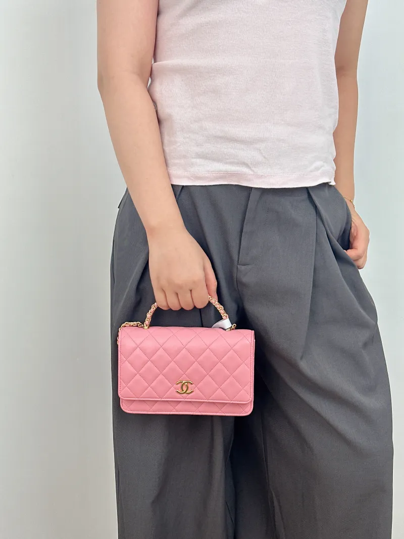Chanel Crossbody Bag Edition woc Pink Lambskin Mini 19.2 × 3.5 × 12.3 cm Microchip Edition — on-model view 2 of 2