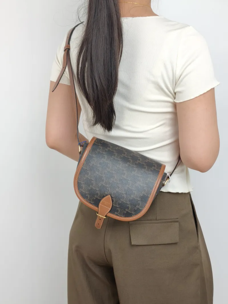 CELINE Crossbody Bag FOLCO Monogram PVC Medium 18.5 × 8 × 17 cm — on-model view 2 of 2