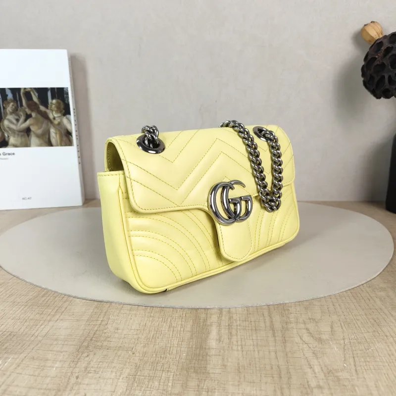 GUCCI Crossbody Bag GG Marmont Small Marmont 22 Yellow Calfskin Small 22 × 6 × 13 cm — cover view 5 of 5