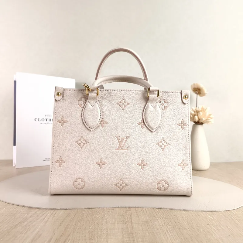 Louis Vuitton Shoulder Bag Onthego Beige · Pink Empreinte Embossed Calfskin Small 25 × 11.5 × 19 cm — cover view 2 of 6