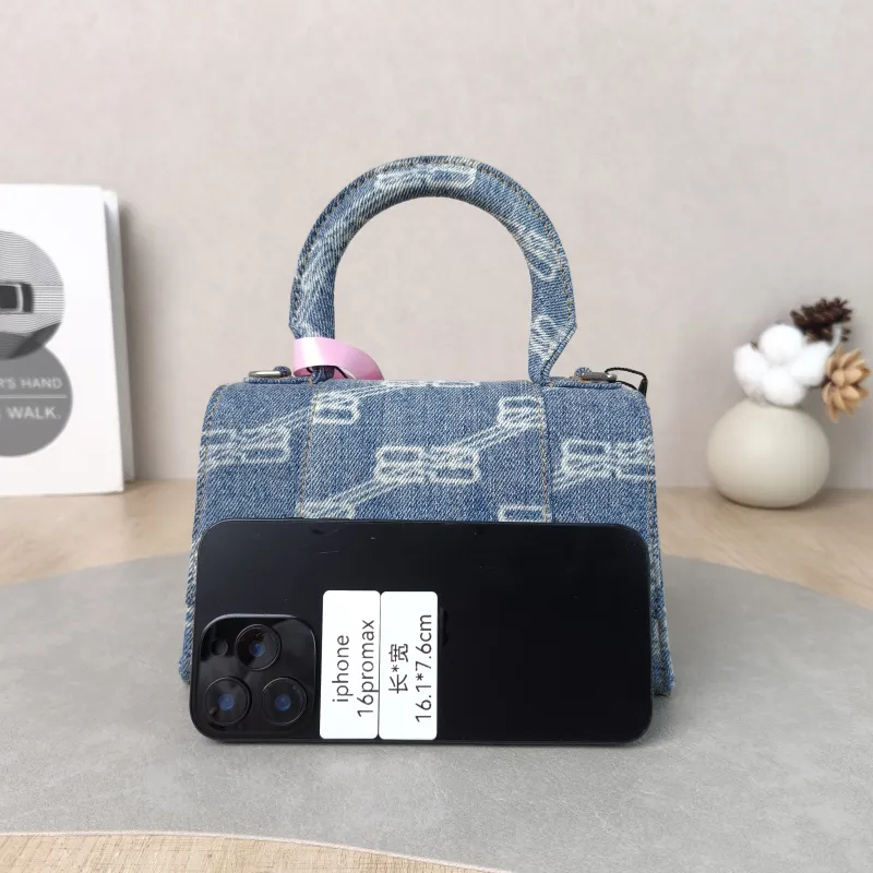 BALENCIAGA Crossbody Bag Hourglass Hourglass Bag Blue Mini 19 × 5 × 12 cm — cover view 4 of 5
