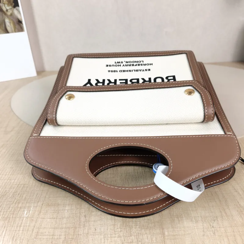 BURBERRY Crossbody Bag pocket bag Top Handle Crossbody Bag Beige Brown Canvas， Mini 23 × 6 × 26.5 cm — detail view 11 of 11