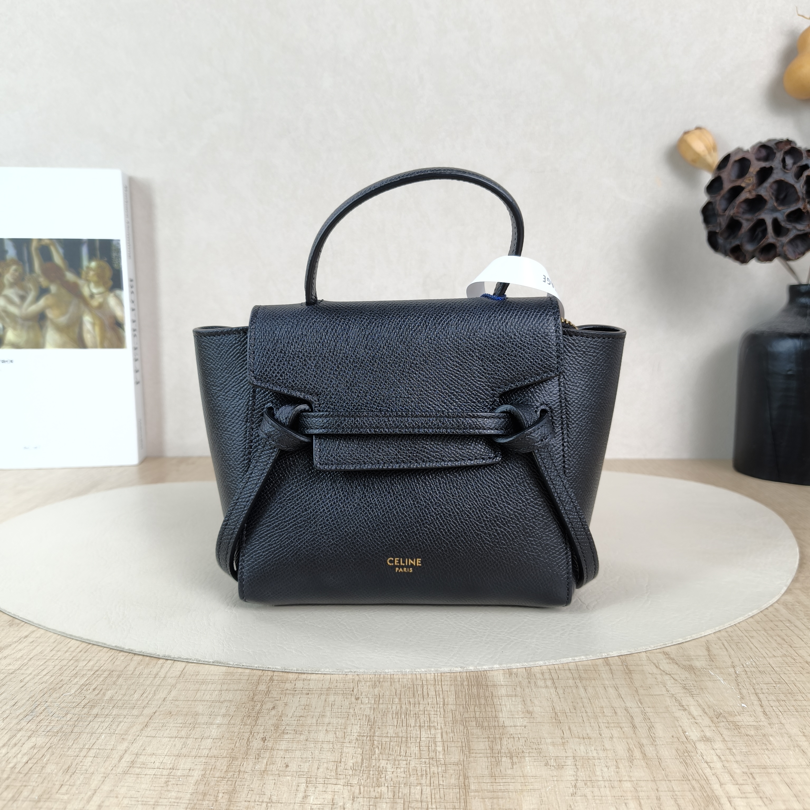 CELINE Shoulder Bag Belt Pico Black CC alfskinmini15 × 9 × 13 cm