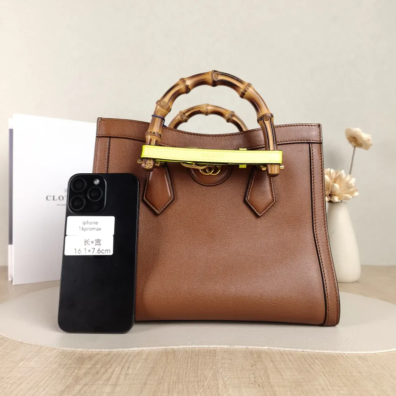 GUCCI Top Handle Bag Diana Top Handle Bag Caramel Calfskin Medium 27 × 10 × 24 cm — cover view 4 of 5