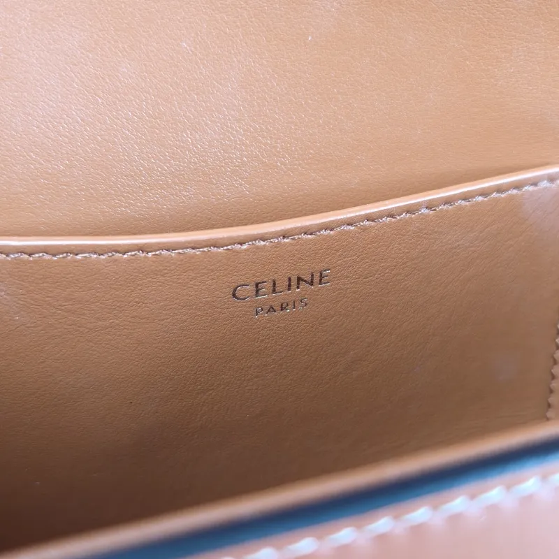 CELINE Crossbody Bag TABOU Brown Calfskin Mini 18 × 5 × 8 cm — detail view 10 of 11