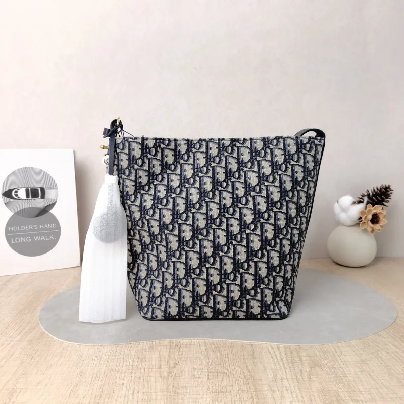DIOR Shoulder Bag star Bucket Bucket Bag Blue Canvas Small 24 × 15 × 24 cm