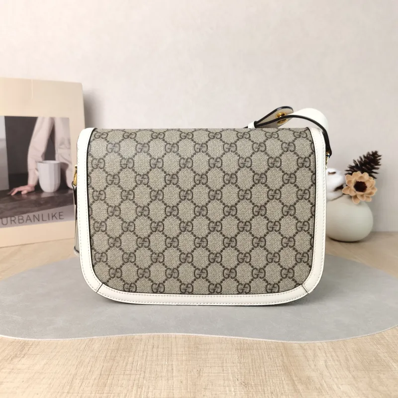 GUCCI Crossbody Bag Horsebit 1955 Horsebit Medium White Monogram PVC Medium 25 × 8 × 18 cm — cover view 4 of 6