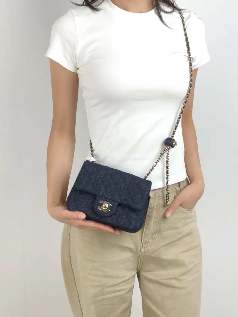 Chanel Crossbody Bag Navy One Size 17 × 8 × 13.5 cm — on-model view 3 of 3