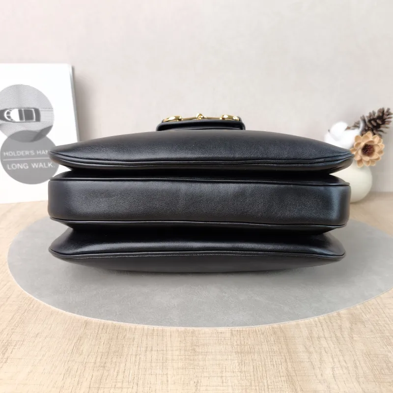 GUCCI Crossbody Bag Horsebit 1955 Horsebit Edition Medium Black Lambskin Medium 30 × 11 × 20.5 cm — cover view 6 of 6