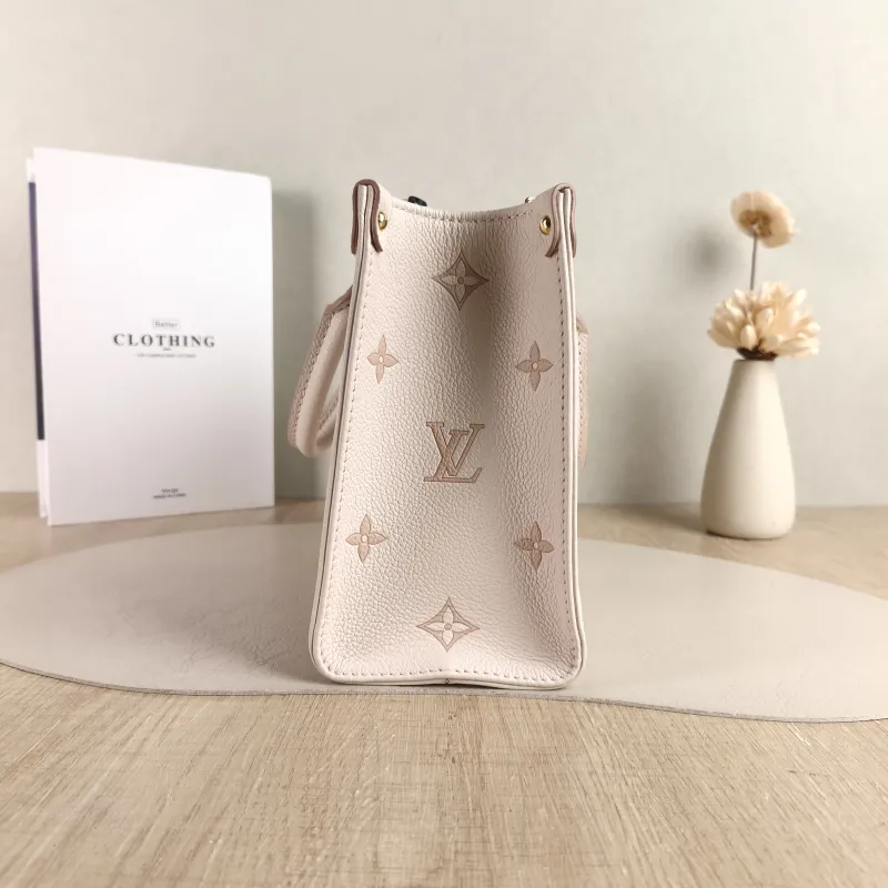 Louis Vuitton Shoulder Bag Onthego Beige · Pink Empreinte Embossed Calfskin Small 25 × 11.5 × 19 cm — detail view 3 of 12