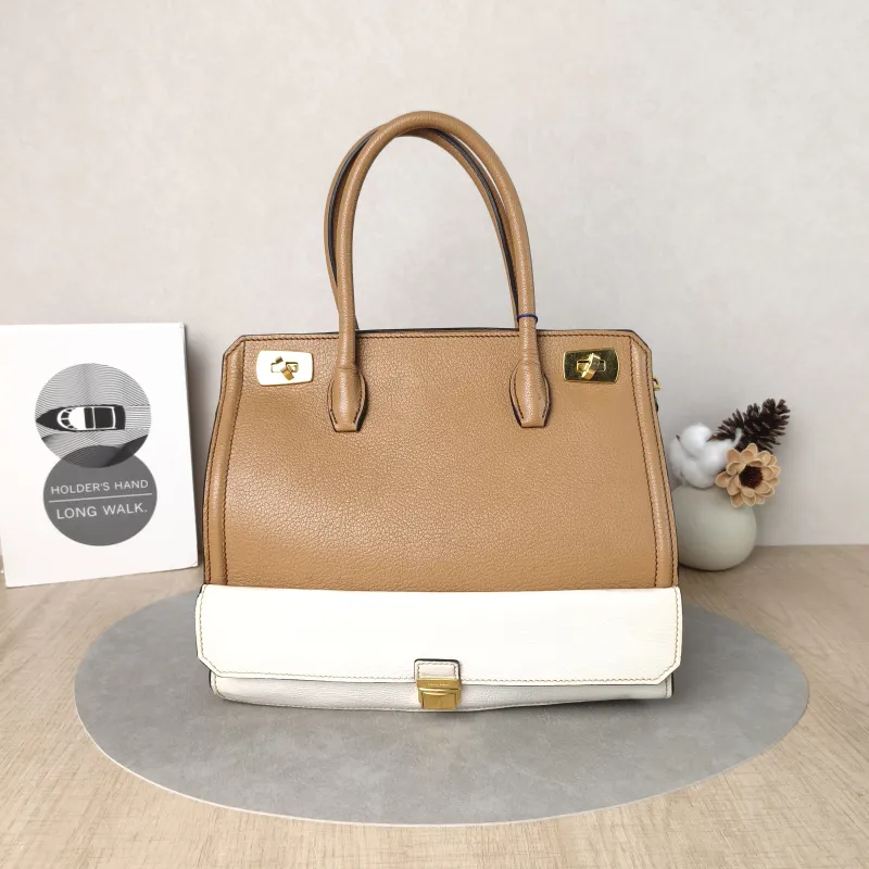 Miumiu Top Handle Bag Top Handle Bag Brown · White Lambskin One Size28 × 14 × 24 cm