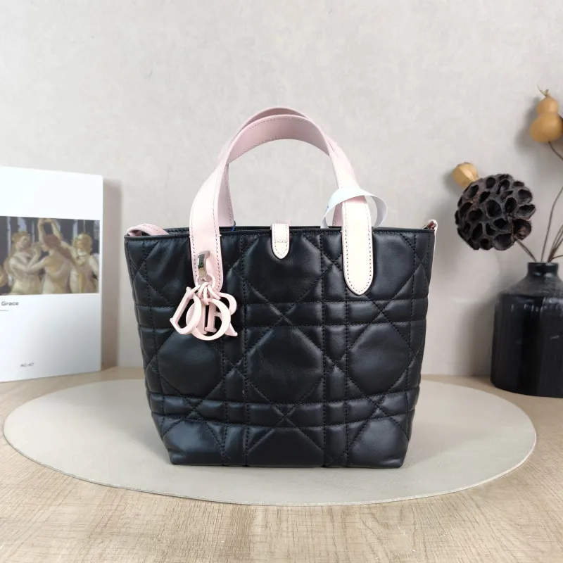 DIOR Top Handle Bag TOUJOURS Edition Black Pink Calfskin Small 18.5 × 12 × 18.5 cm