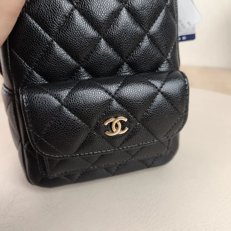 Chanel Crossbody Bag Mini Backpack Crossbody Bag Black Grained Calfskinmini13 × 9 × 18 cm — detail view 6 of 12