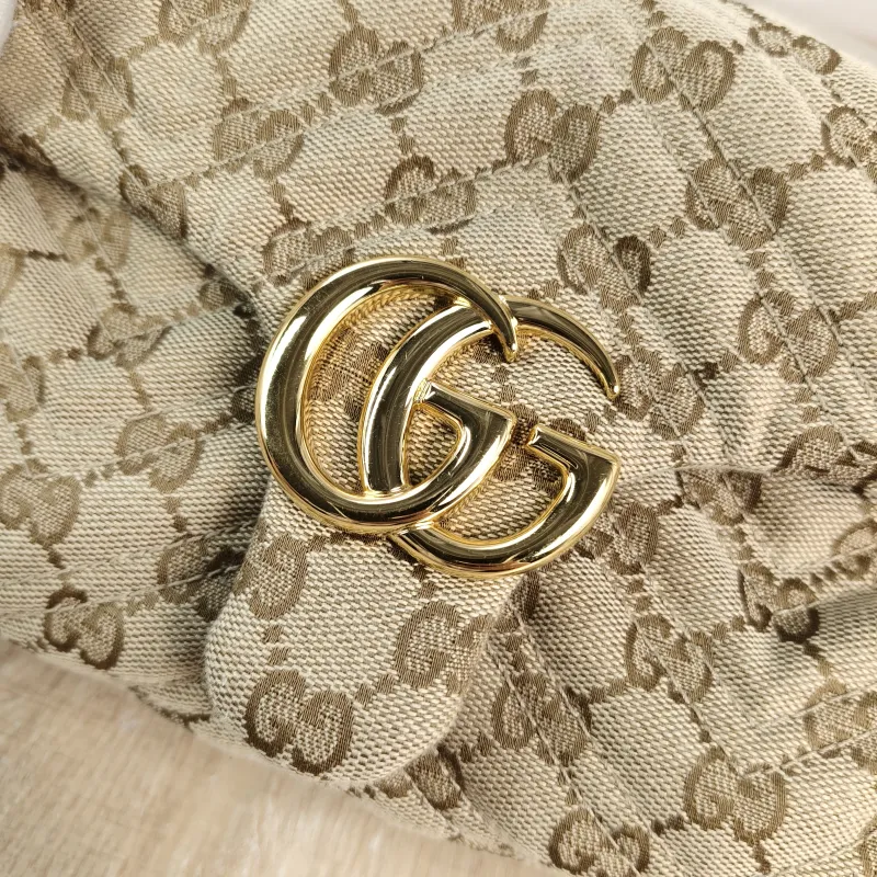 GUCCI Shoulder Bag GG Marmont Marmont Shoulder Bag Brown Monogram Canvas Small 23 × 9 × 17 cm — detail view 10 of 11