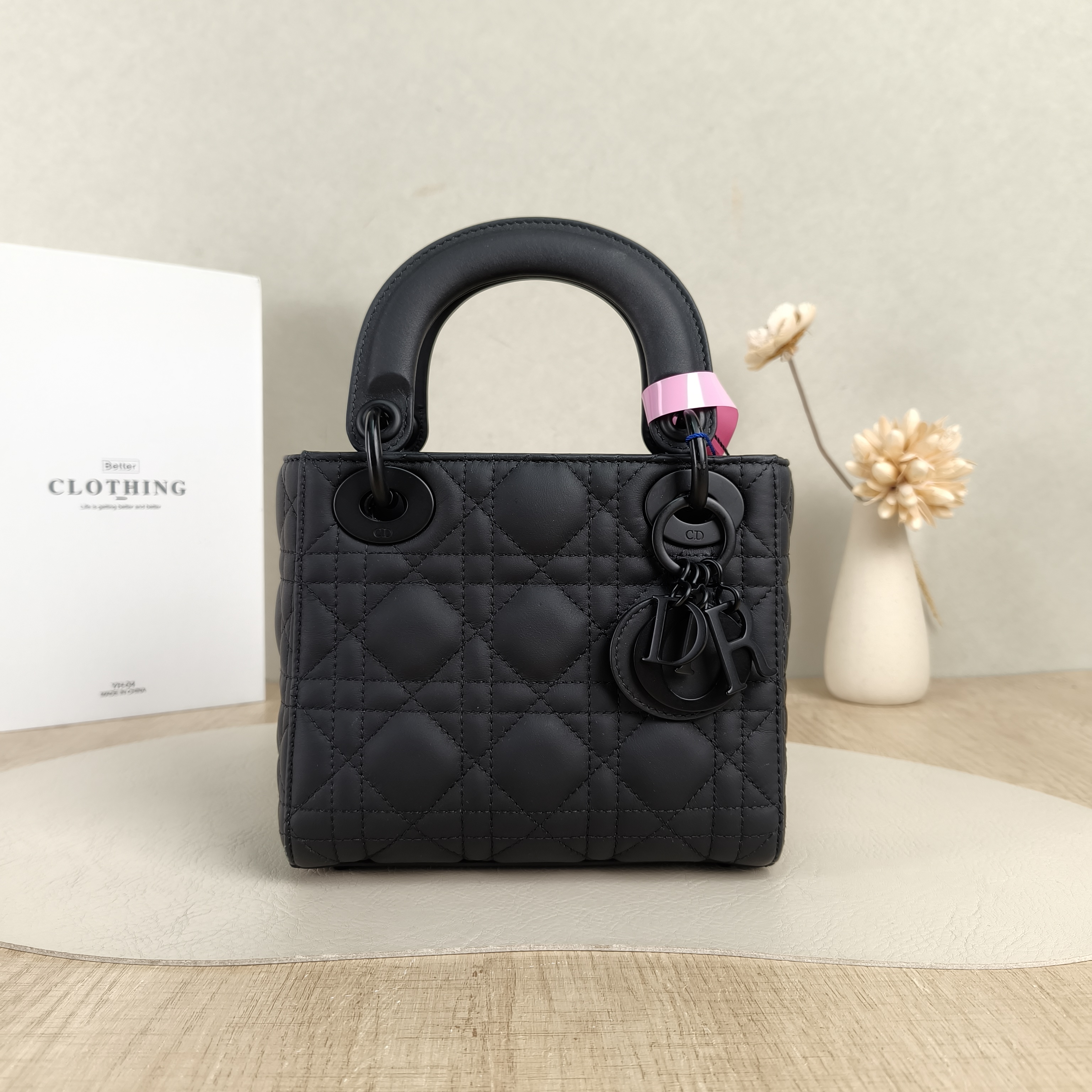 DIOR Crossbody Bag Lady Lady Dior Bag Black Lambskinmini17 × 7 × 15 cm