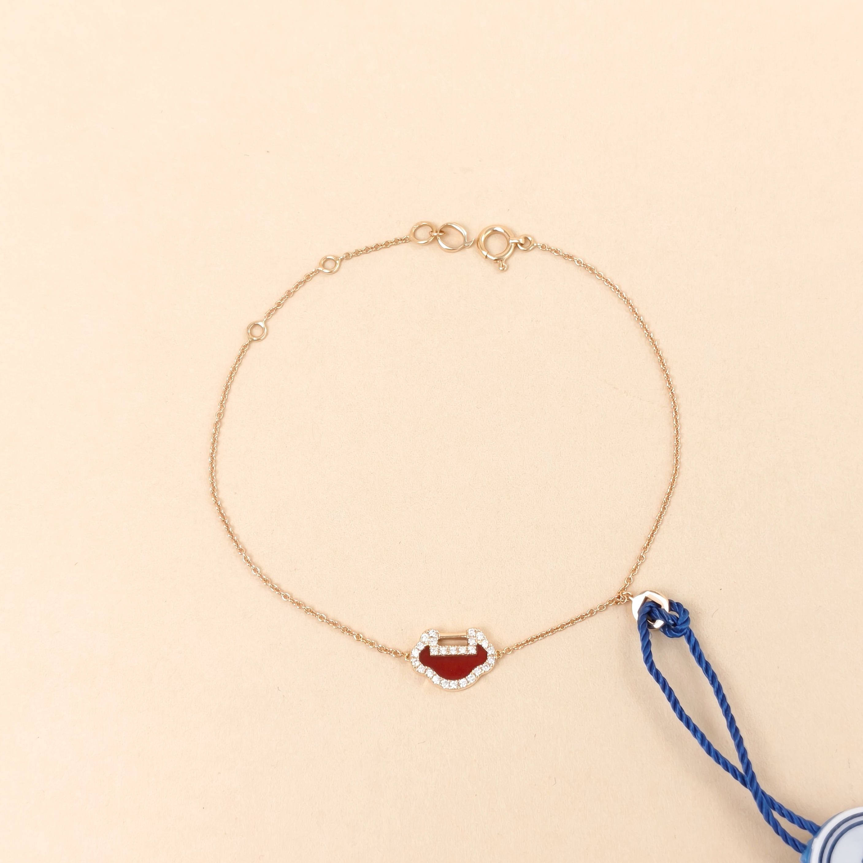 Qeelin Bracelet Petite Yu Yi Red Agate Bracelet 18KR ose Gold 10.2*7.5㎜ 15-18㎝