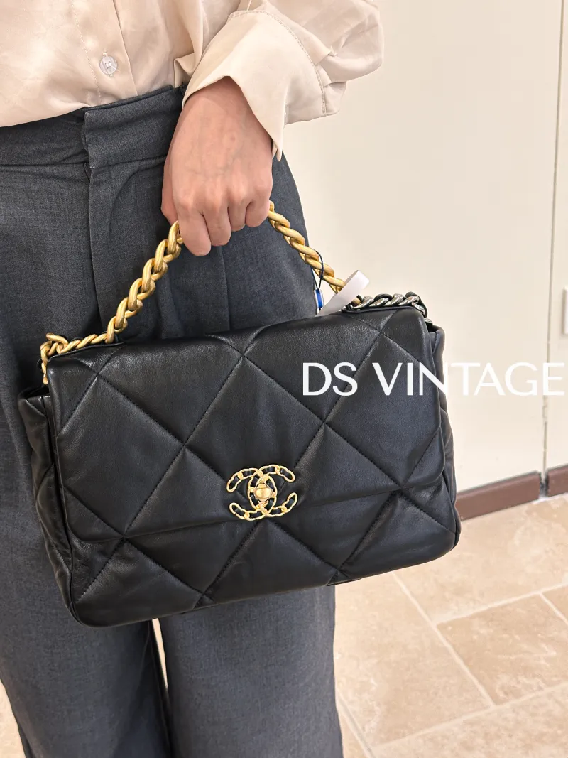 Chanel Crossbody Bag 19Bag Black SL ambskin Medium 30 × 10 × 20 cm — on-model view 2 of 3