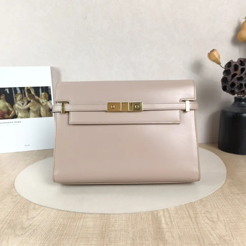 SAINT LAURENT Shoulder Bag MANHATTAN Pink Calfskin Medium29 × 7.5 × 20 cm