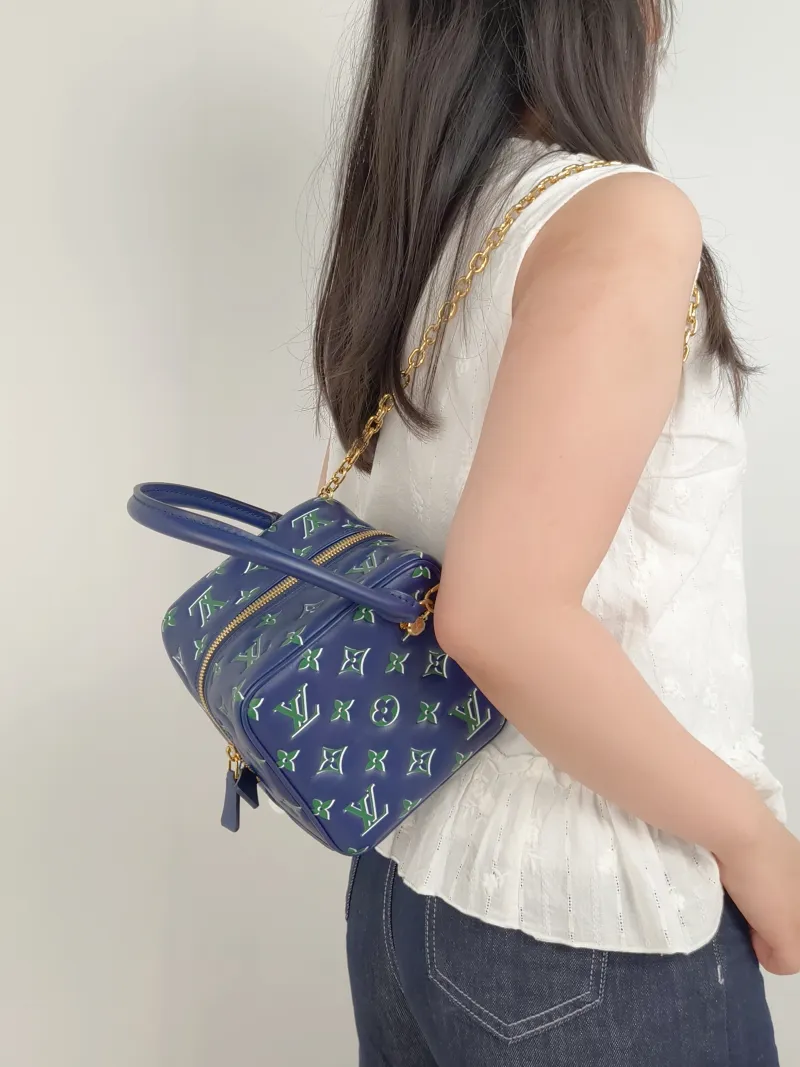 Louis Vuitton Top Handle Bag Square Blue Calfskin One Size15 × 15 × 15 cm — on-model view 1 of 3