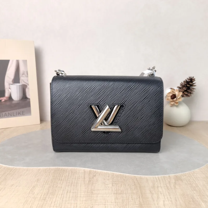 Louis Vuitton Crossbody Bag Twist Black Epi Embossed Calfskin Medium 23 × 9.5 × 17 cm