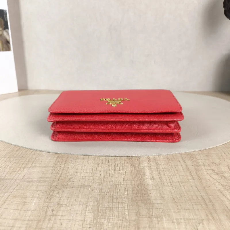 PRADA Crossbody Bag Saffiano Red Calfskin One Size 18 × 4 × 12 cm — cover view 4 of 6