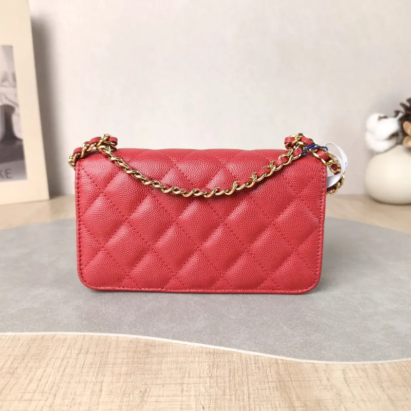 Chanel Crossbody Bag CF woc Crossbody Bag Red Grained Calfskin One Size 17 × 3 × 10 cm — cover view 3 of 5