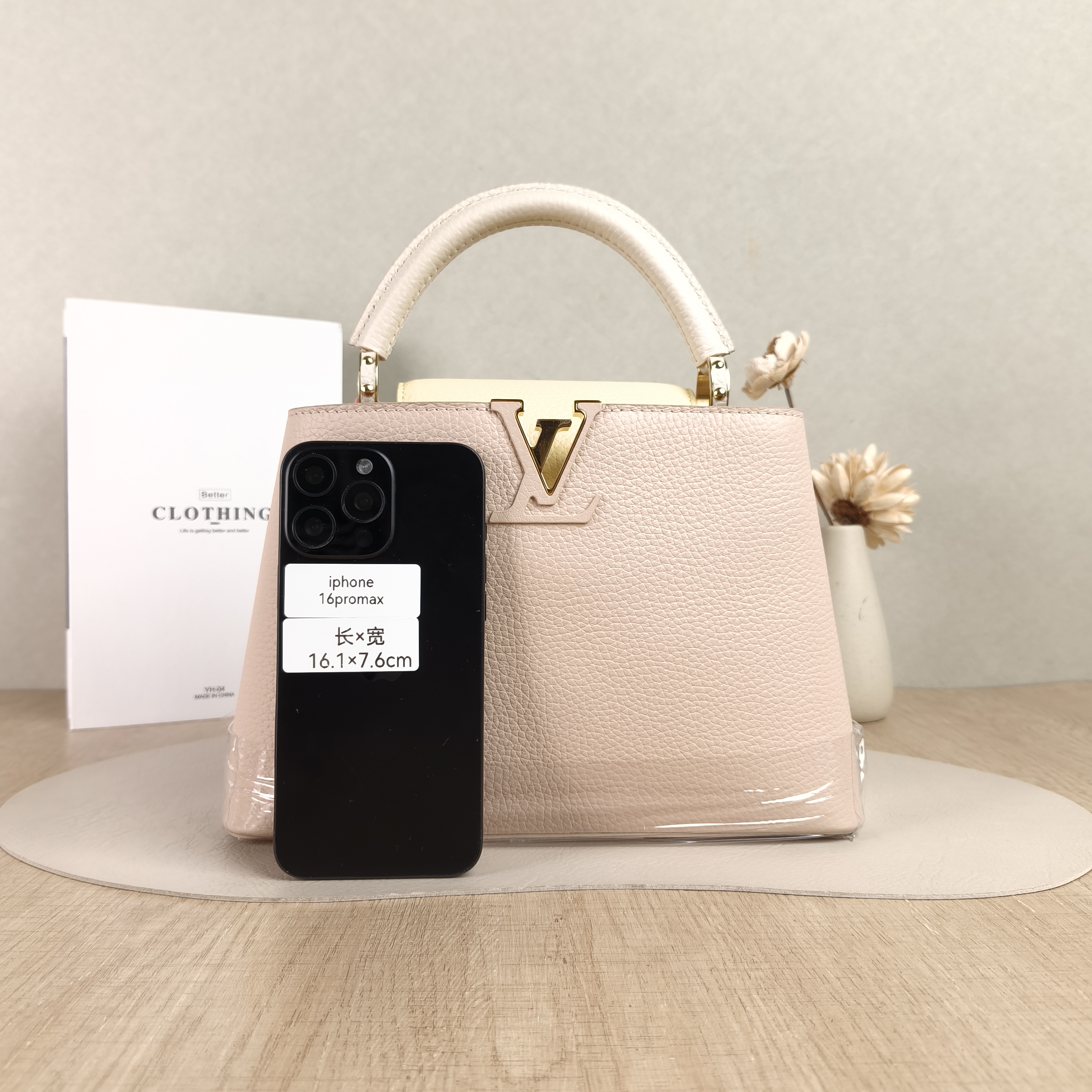 Louis Vuitton Top Handle Bag Capucines Pink · Yellow · White Calfskin BB27 × 9 × 17.5 cm — cover view 2 of 5