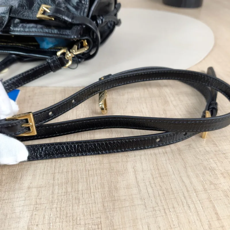PRADA Shoulder Bag Bonnie Soft Lux Black Waxed Leather Medium 32 × 12 × 15.5 cm — detail view 4 of 13
