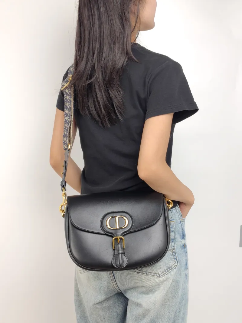 DIOR Crossbody Bag Bobby Black Calfskin Large 27 × 8 × 19.5 cm — on-model view 3 of 3