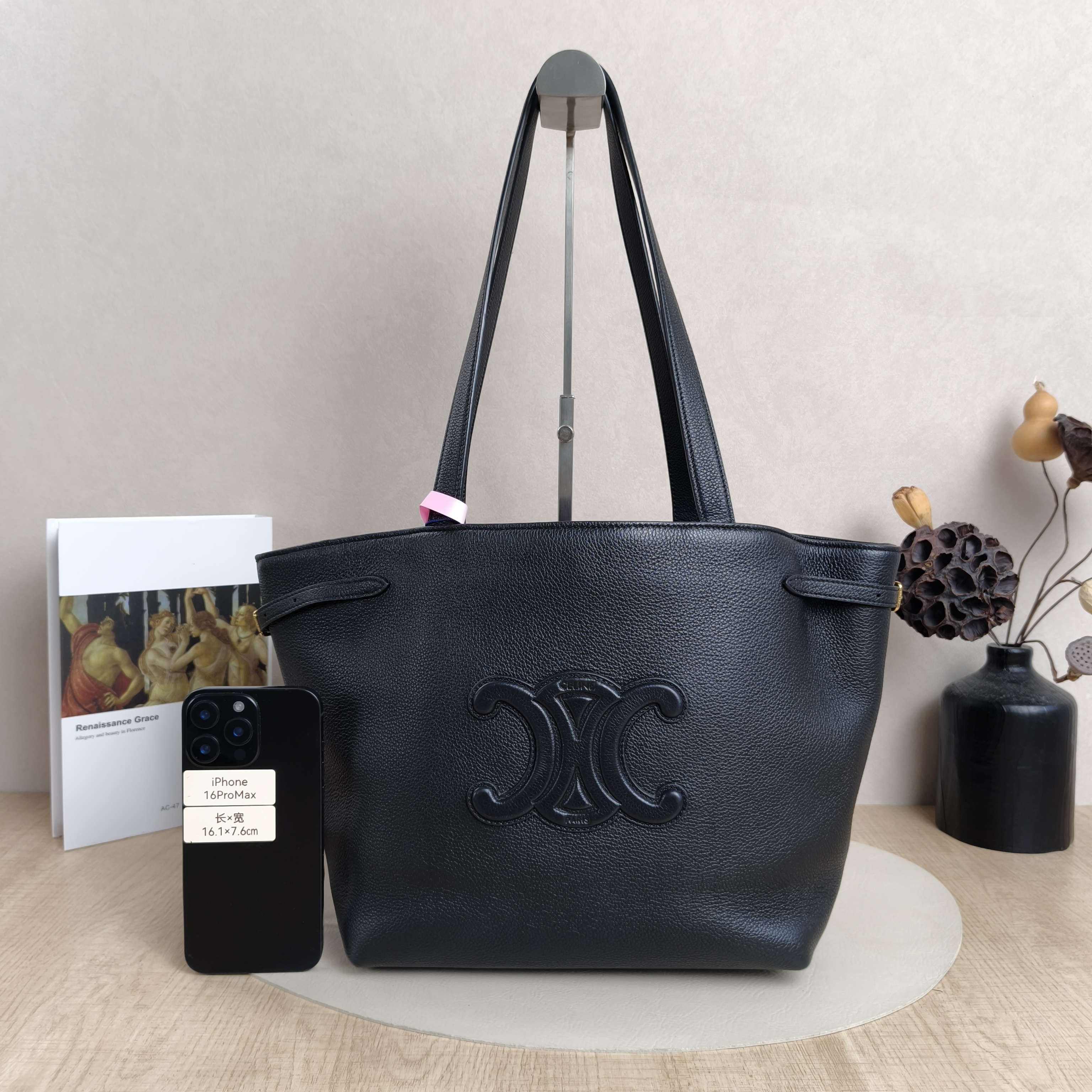 CELINE Shoulder Bag Cabas Anais Tote Bag Black Calfskin28 × 12 × 24 cm — cover view 4 of 5
