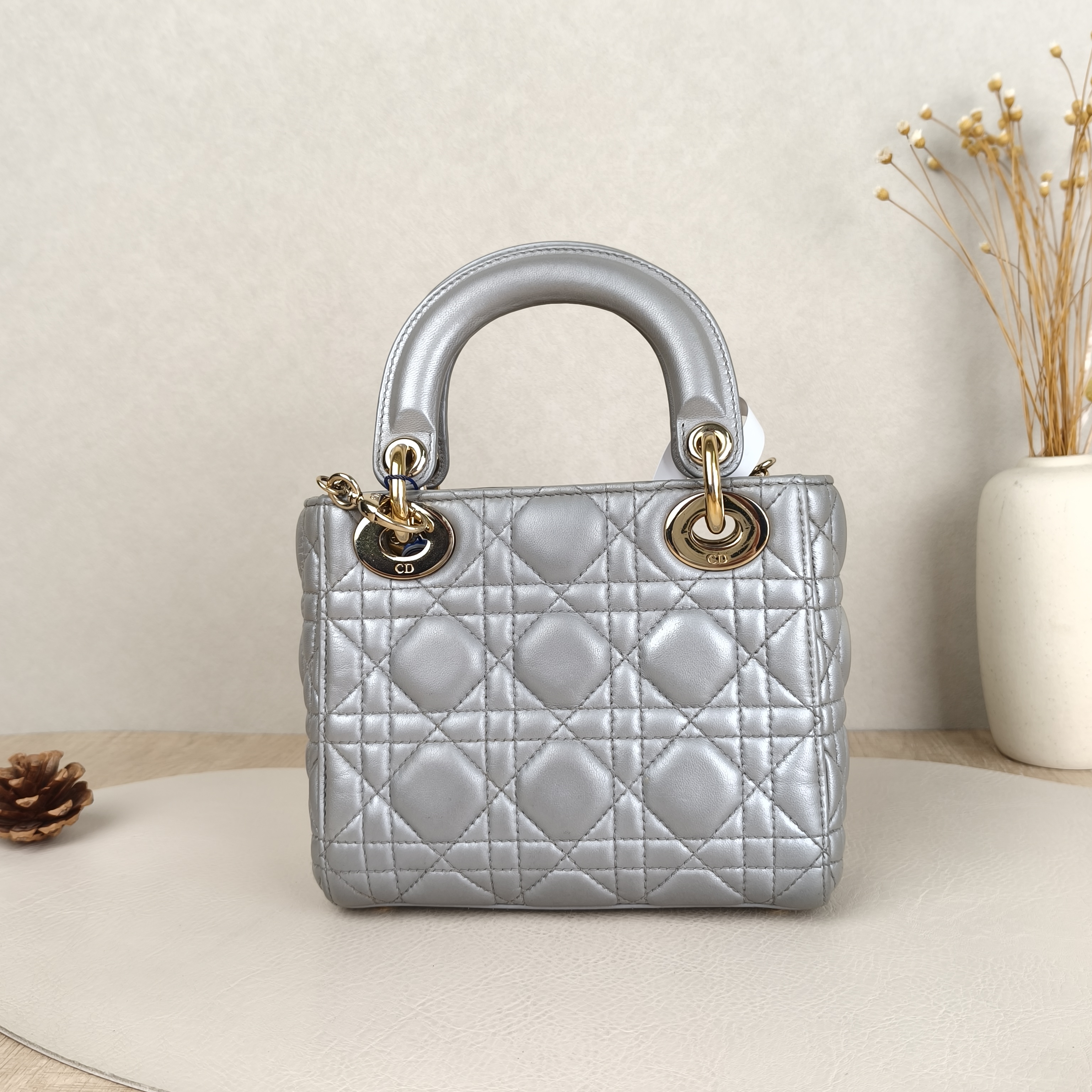 DIOR Crossbody Bag Lady Lady Dior Bag Grey Lambskinmini17 × 7 × 15 cm — cover view 4 of 5