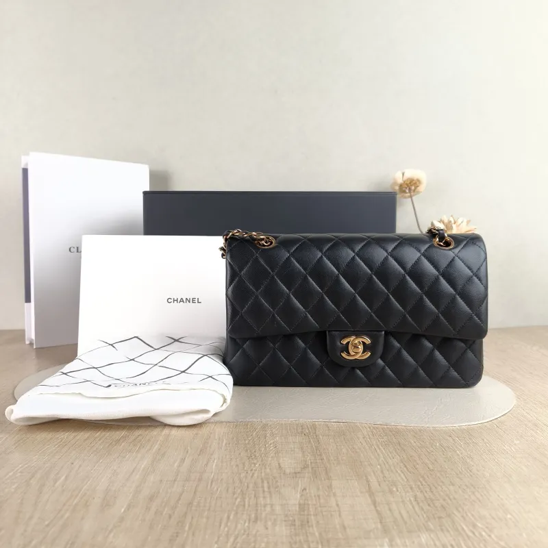 Chanel Crossbody Bag Classic Flap CF Black Lambskin Medium 25.5 × 6.5 × 15.5 cm — cover view 3 of 6