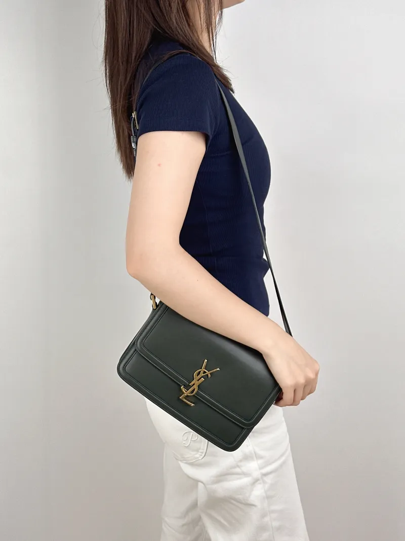 SAINT LAURENT Crossbody Bag Solferino Box Shoulder Bag Green Calfskin Medium23 × 16 × 7 cm — on-model view 2 of 2