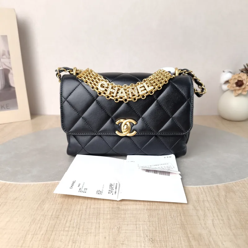 Chanel Crossbody Bag Crossbody Bag Black with Gold-Tone Hardware Lambskin Mini 20 × 6.5 × 13 cm — cover view 5 of 6
