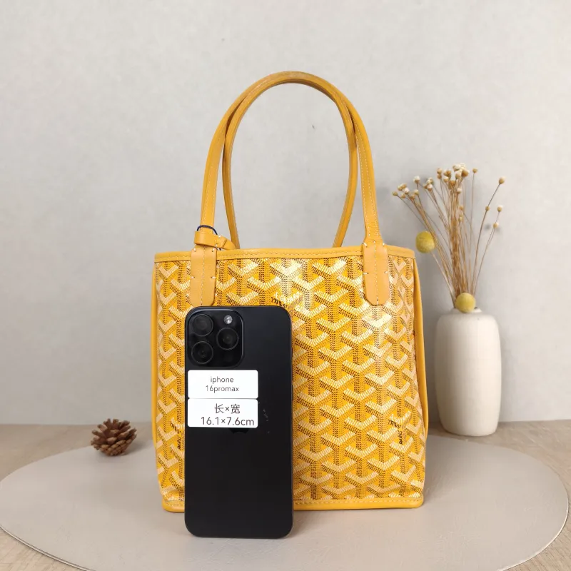 GOYARD Top Handle Bag ANJOU Shopping Tote Yellow PVC Mini 19.5 × 9 × 19.5 cm — cover view 2 of 5