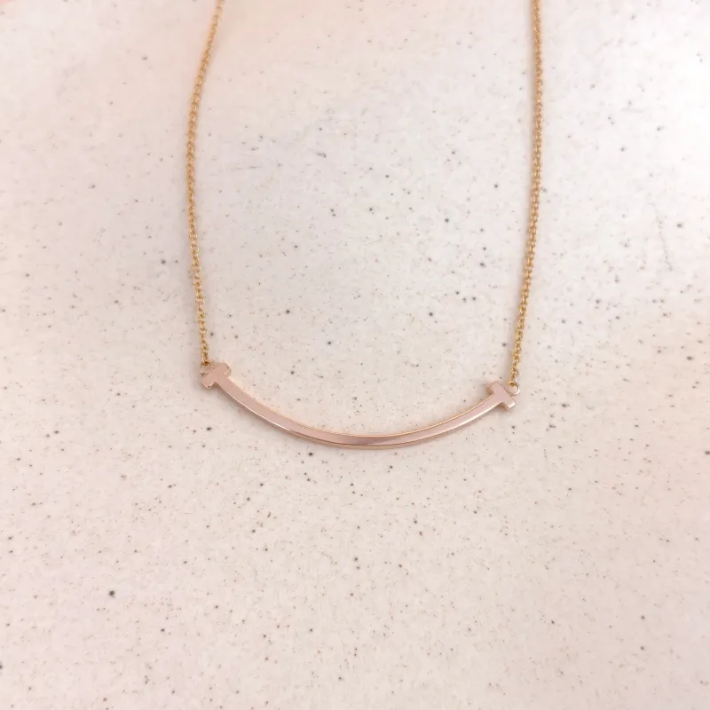Tiffany&Co. Necklace T Collection Small Smile Necklace Rose Gold Rose Gold 18KR ose Gold Small 46cm — cover view 4 of 8