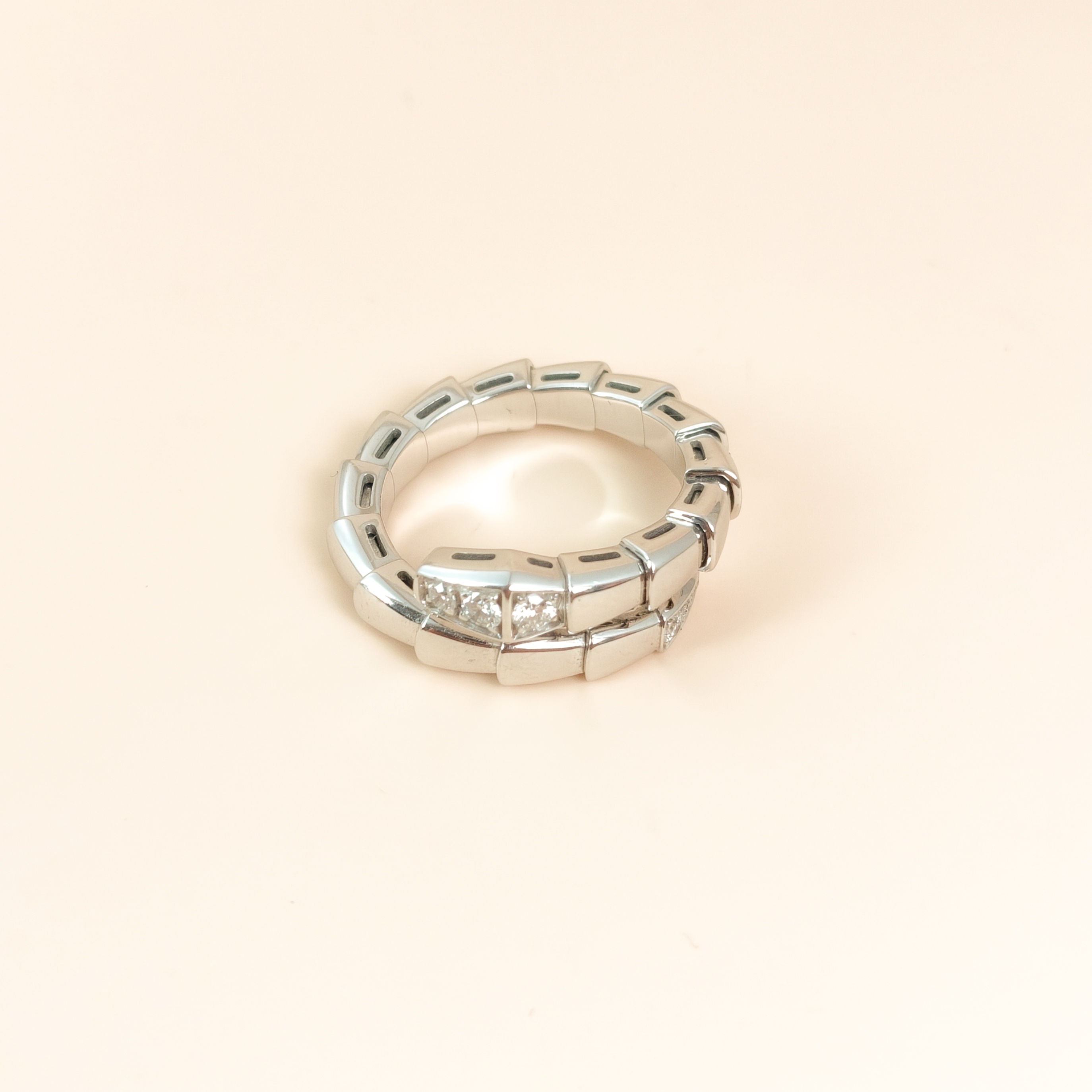 Bvlgari Ring Serpenti Viper Collection Ring White Gold 18KW hite Gold Diamond One Size48-50