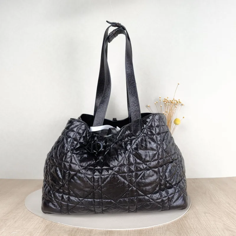 DIOR Top Handle Bag TOUJOURS Black Calfskin Large37 × 21 × 27 cm