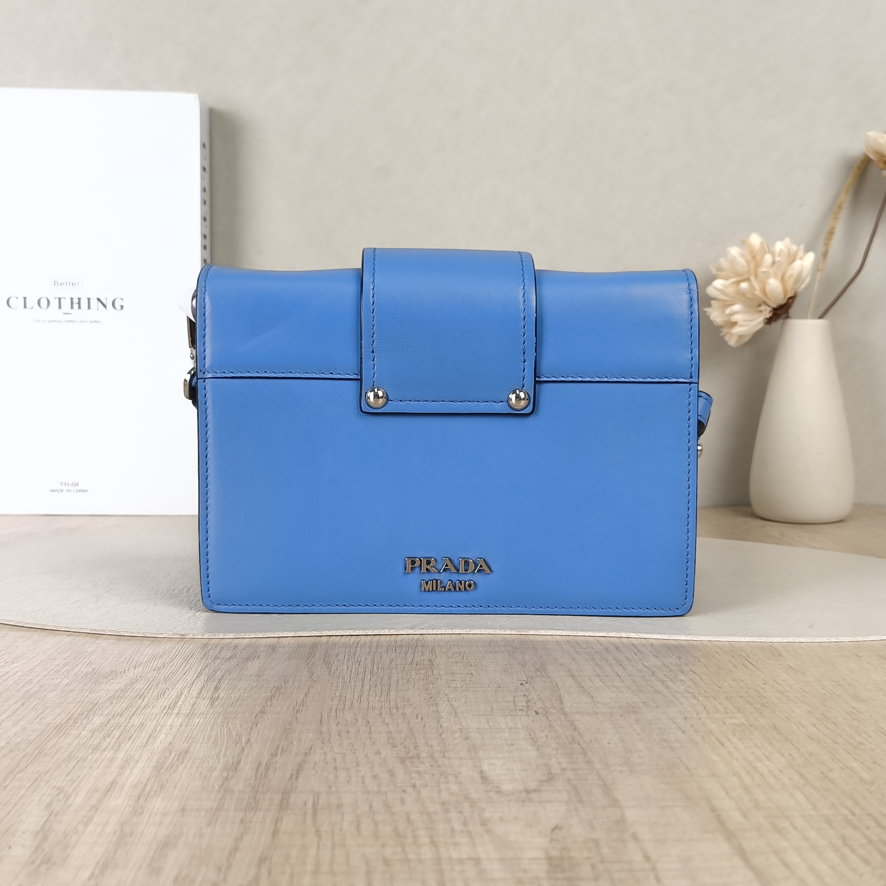 PRADA Shoulder Bag Plex Ribbon Blue Calfskin One Size — cover view 3 of 5