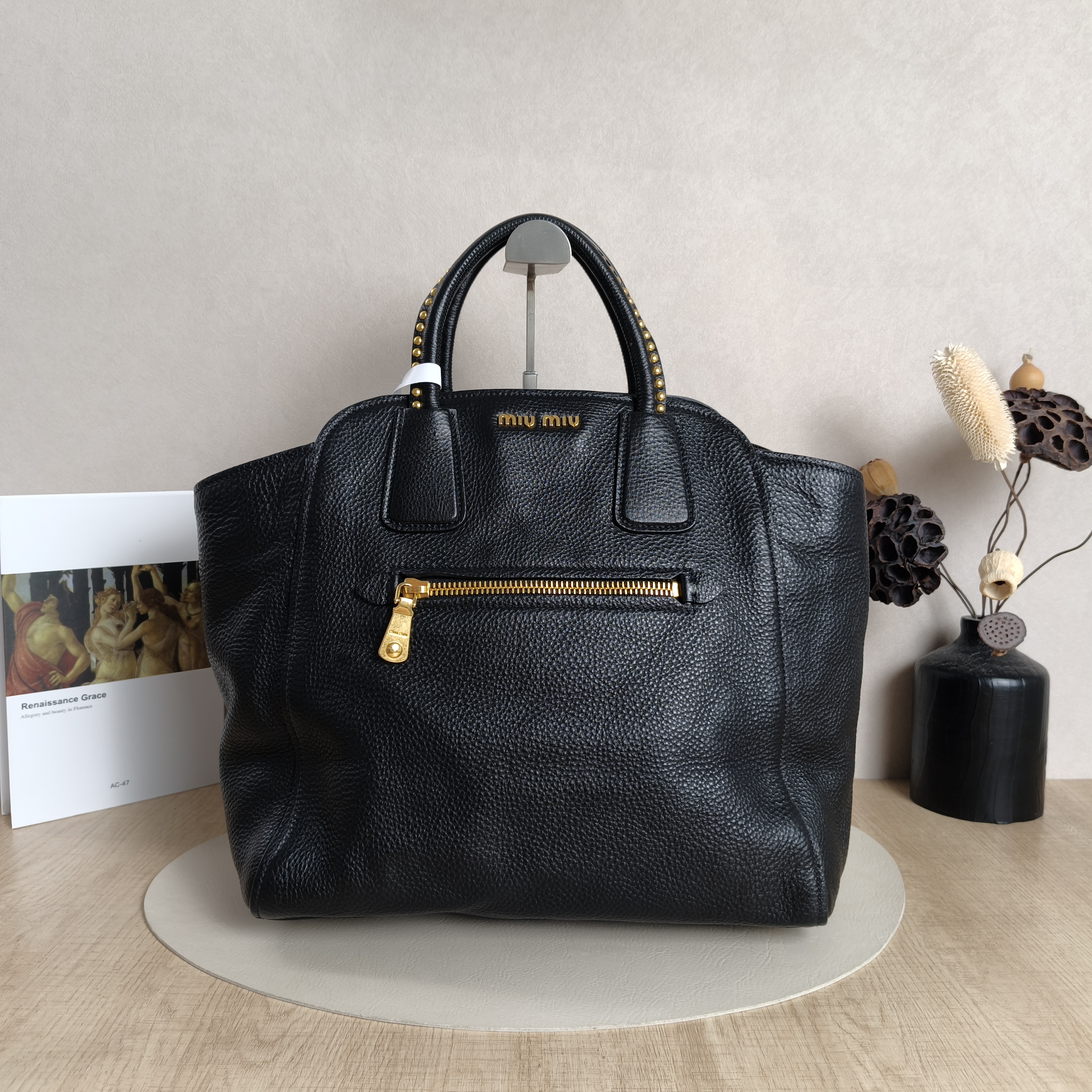 Miumiu Top Handle Bag Top Handle Bag Black Calfskin One Size33 × 15 × 30 cm