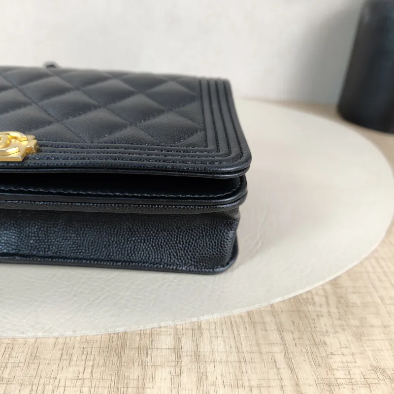 Chanel Crossbody Bag Le Boy​ WOC Black Grained Calfskinmini19.2 × 3.5 × 12.3 cm — detail view 11 of 14