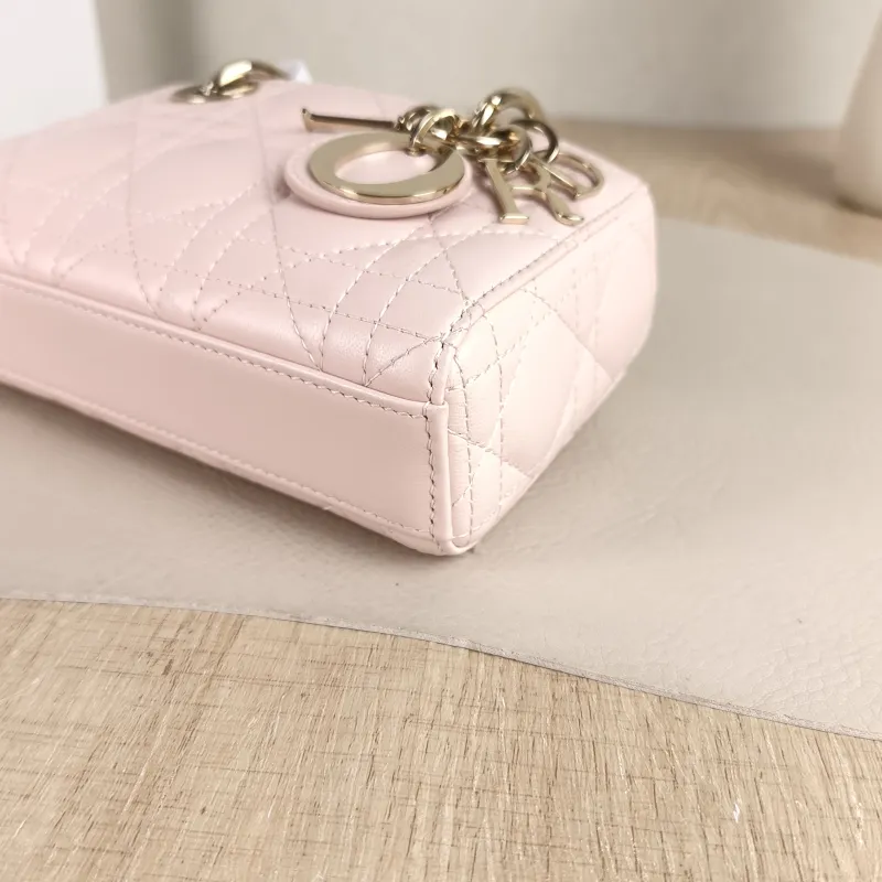 DIOR Crossbody Bag Lady D-Joy Pink Lambskin Mini 16 × 5 × 9 cm — detail view 8 of 11