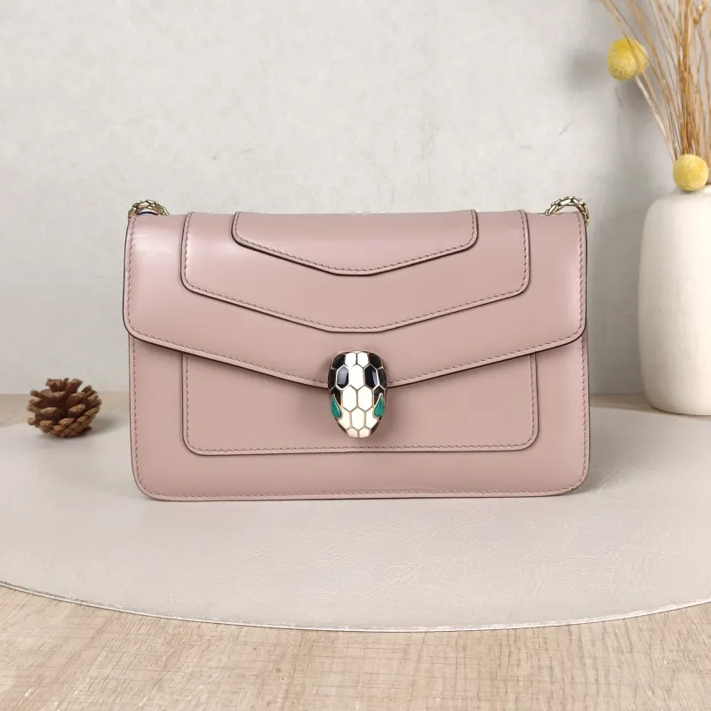 Bvlgari Shoulder Bag Serpenti Forever Collection Crossbody Bag Beige Calfskin One Size 22 × 5 × 14 cm