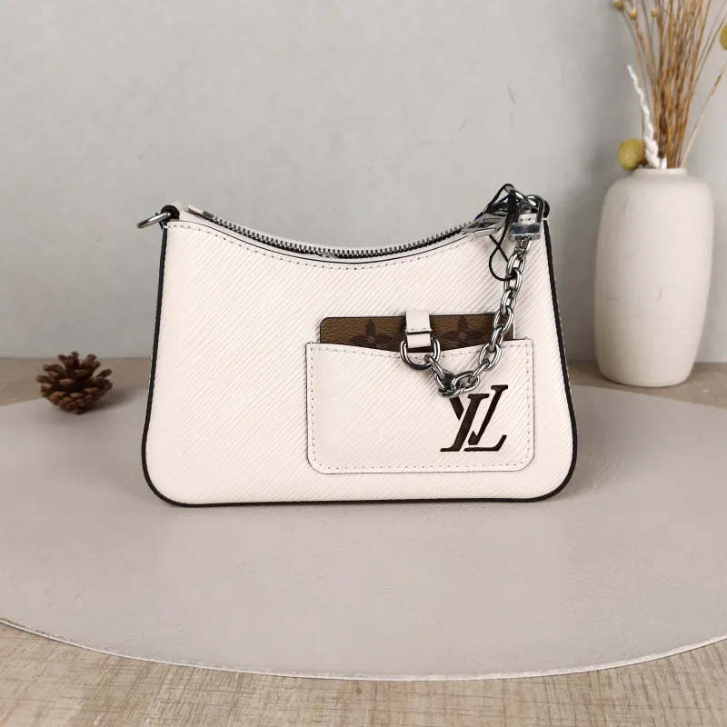 Louis Vuitton Shoulder Bag MARELLINI White Epi Embossed Calfskin Mini 19 × 6.5 × 13.5 cm