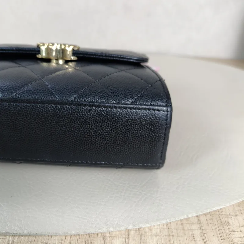 Chanel Crossbody Bag kelly Black Grained Calfskinnano15 × 5 × 11 cm — detail view 9 of 13