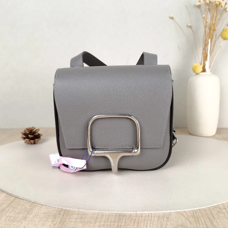 Hermès Crossbody Bag Della Cavalleria Grey Epsom Calfskinmini18 × 6 × 15 cm